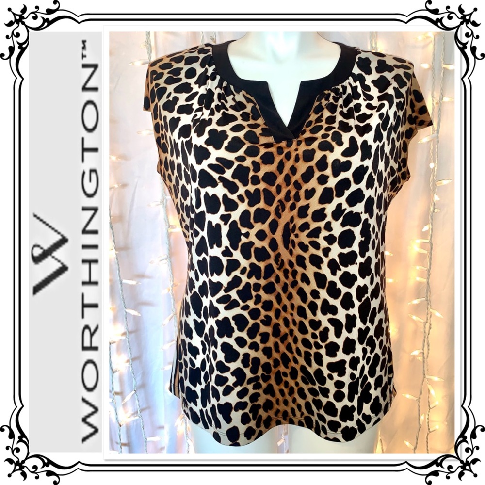 WORTHINGTON ⭐️ Leopard Zebra Animal Print Blouse